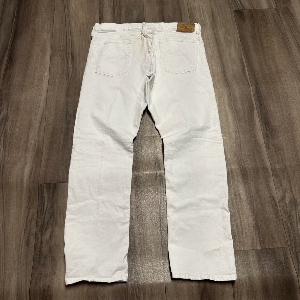 Polo Ralph Lauren Varick Slim Straight White Jeans Mens 36x32 Stained Project